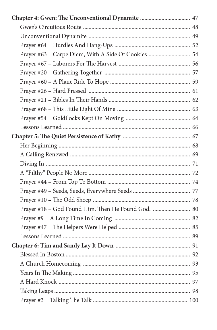 Table of Contents for the Prayers of Many - 2